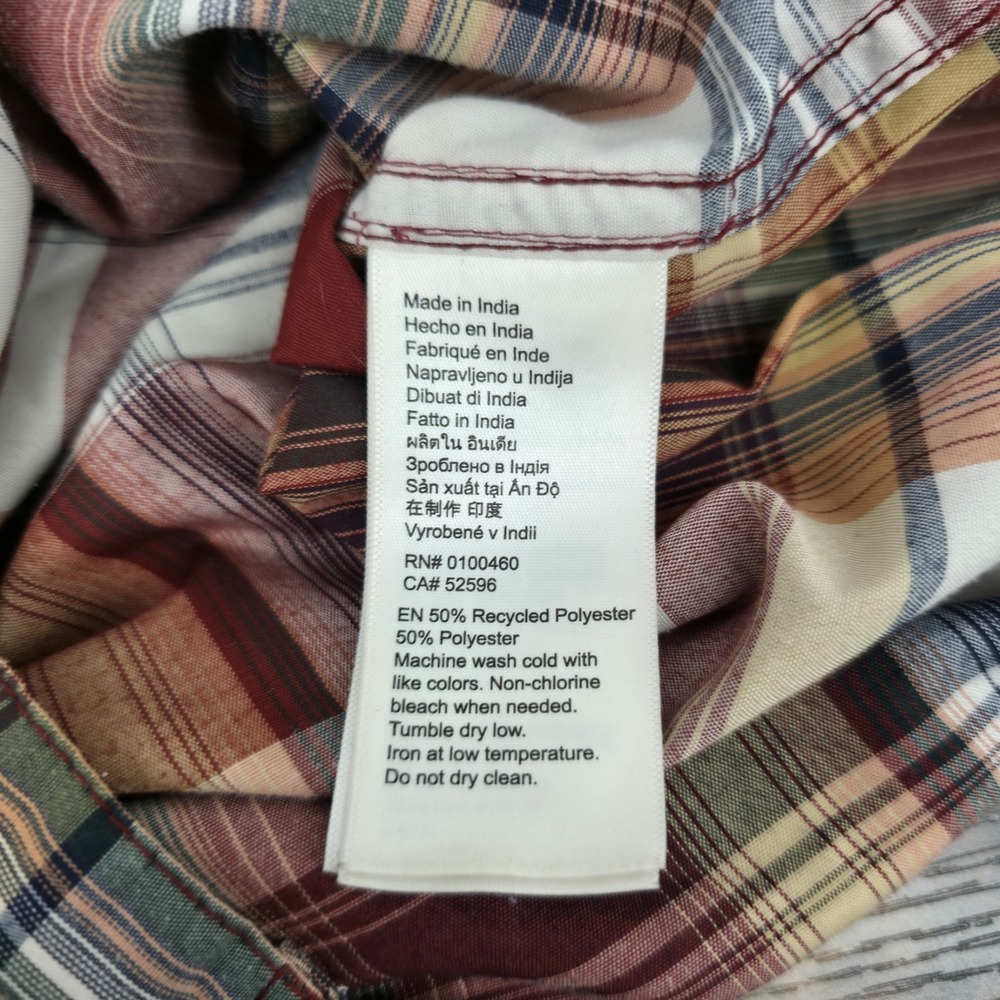 KAVU Men's Short Sleeve Button Up Red White Plaid Size Medium Lightweight - Picture 5 of 8